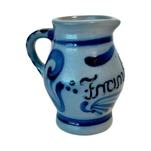 Handcrafted Blue Salt Ceramic Souvenir Pitcher 2”